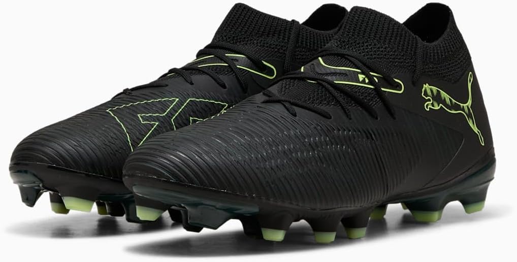 PUMA Mens Future 8 Match Firm GroundArtificial Ground Soccer Cleats - White 10.5 Black-fizzy Light-green Terrain Ah25
