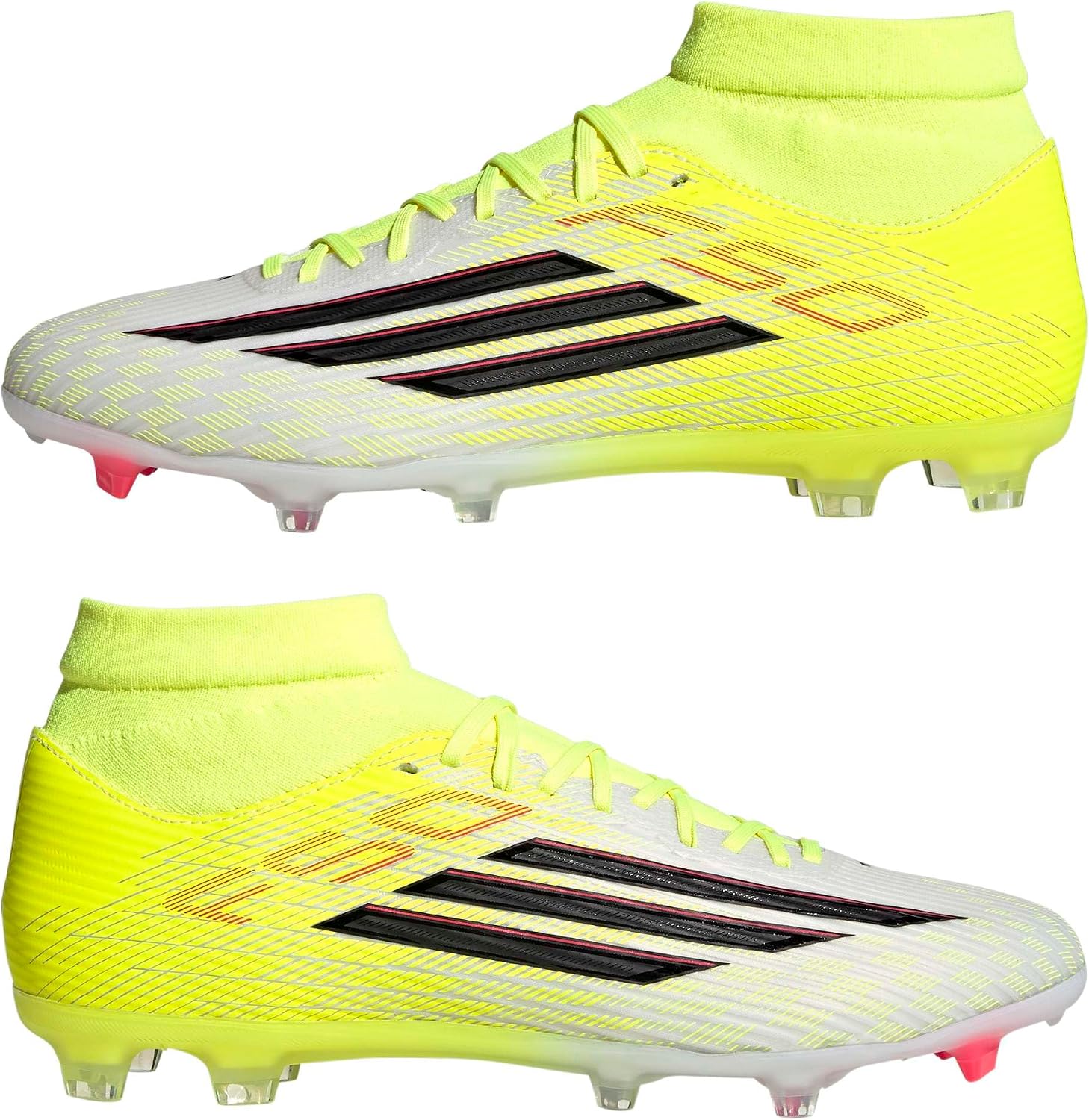 adidas Mens F50 League Mid Cut Firm GroundMulti Ground Soccer Cleats - Yellow 12 Women/11 Men Team Solar Yellow/Black/Lucid Red